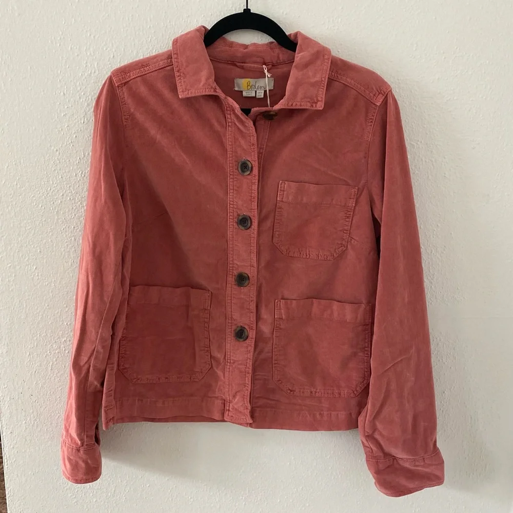 NWT Boden Velvet Cropped Chore Coat Barn Jacket Mauve Pink Size 8 - Picture 2 of 10